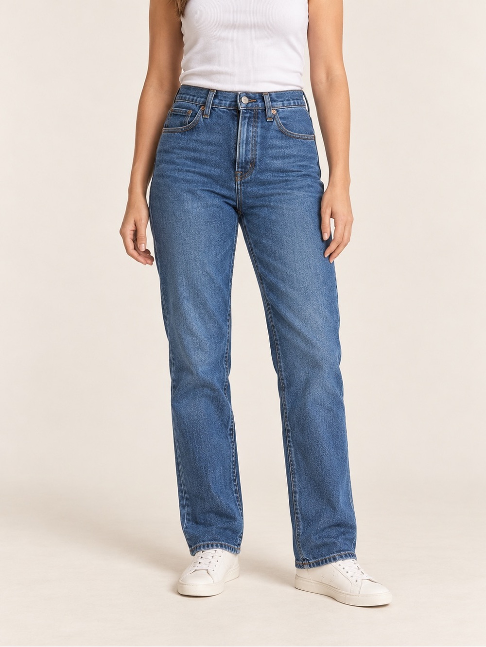 Madewell High-Rise Straight Leg Jeans in Medium Blue